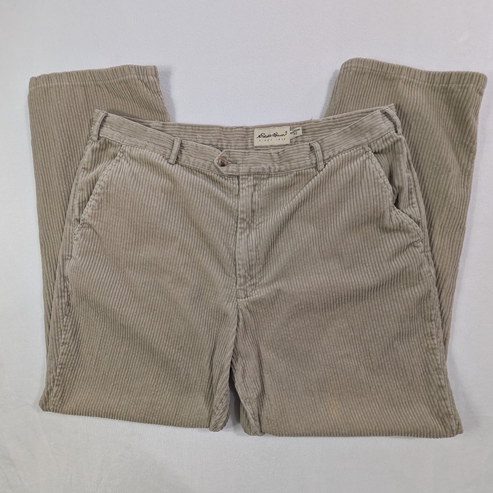 VTG Eddie Bauer Tan Corduroy Pants |‎ Y2K Khaki Workwear Skater Gorpcore 42x32 - Picture 3 of 10